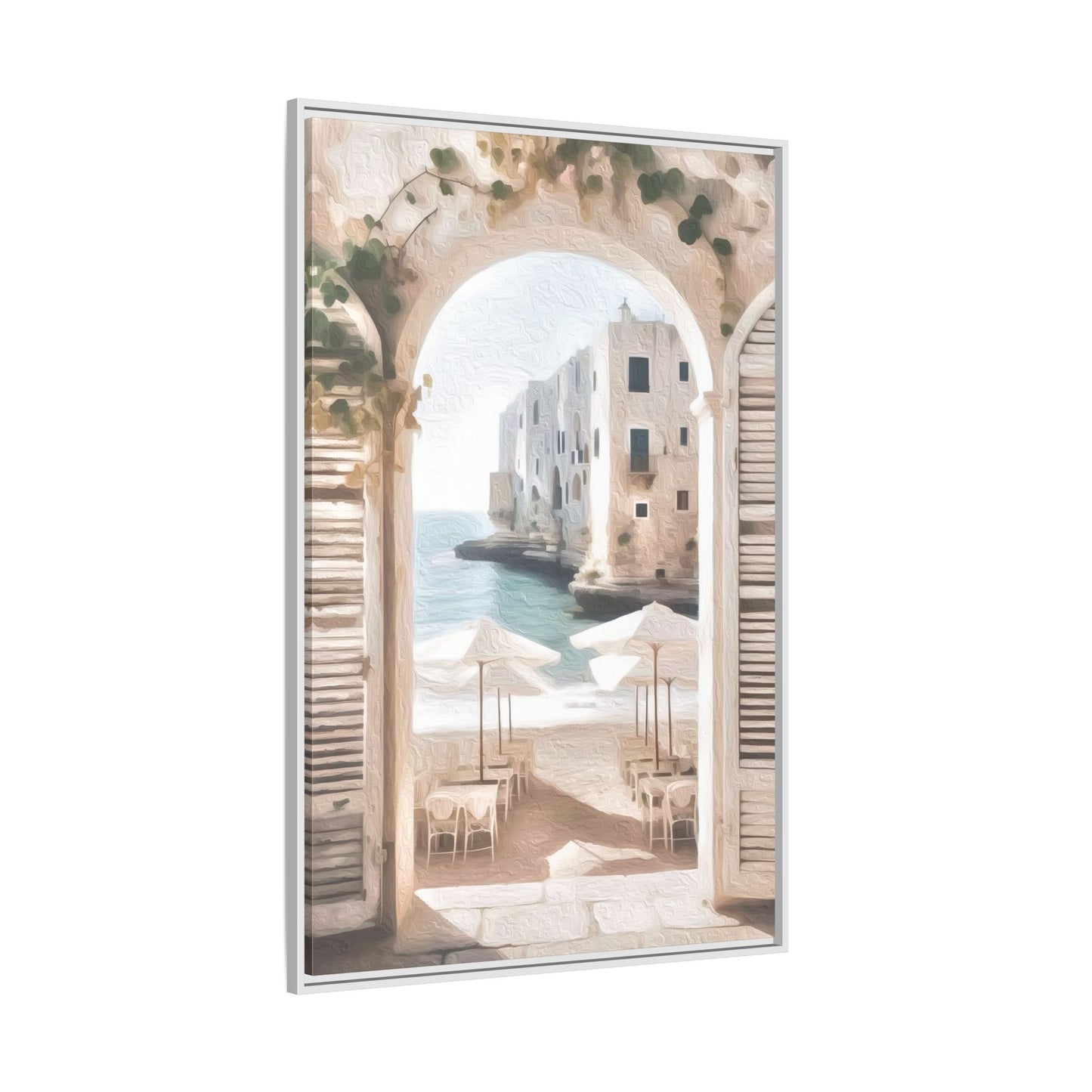 Arch shutters Beach Umbrellas Matte Canvas, Framed (Multi-color)
