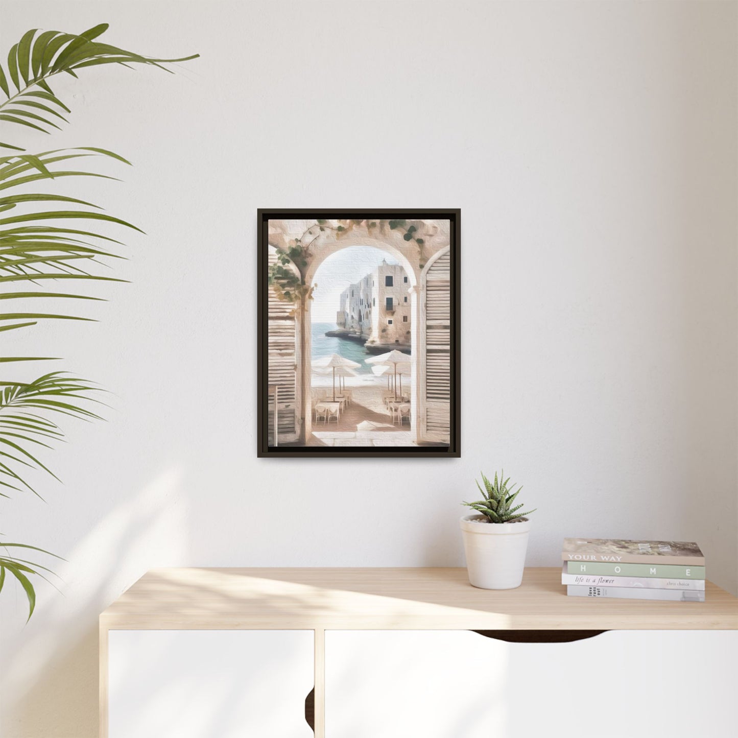 Arch shutters Beach Umbrellas Matte Canvas, Framed (Multi-color)