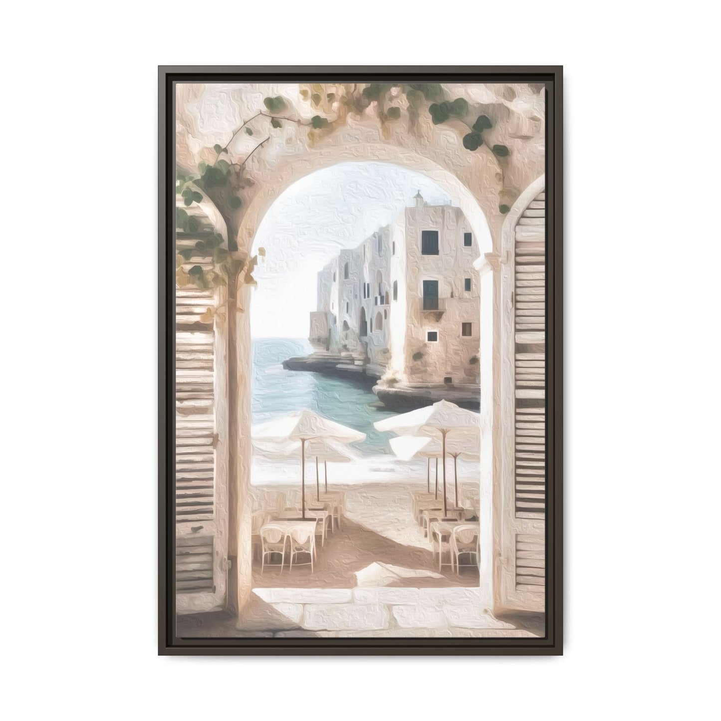 Arch shutters Beach Umbrellas Matte Canvas, Framed (Multi-color)