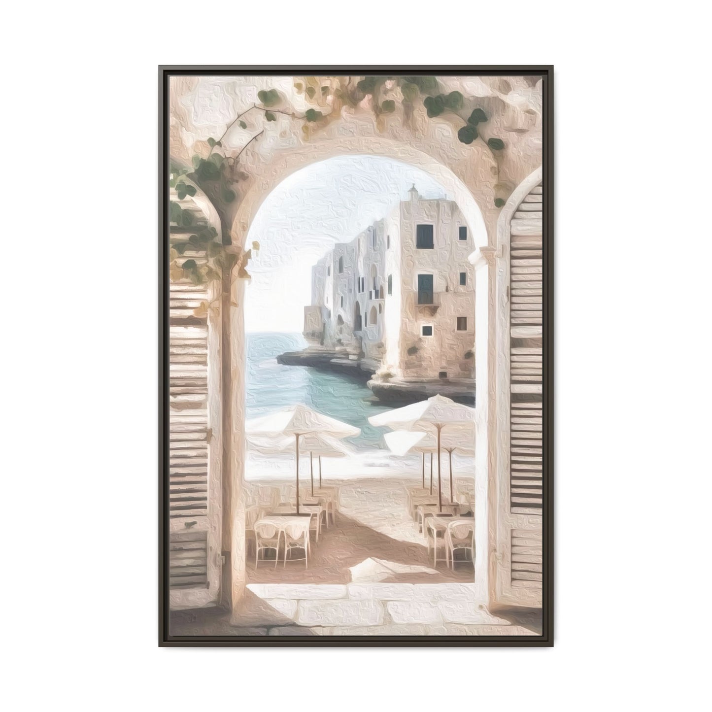 Arch shutters Beach Umbrellas Matte Canvas, Framed (Multi-color)