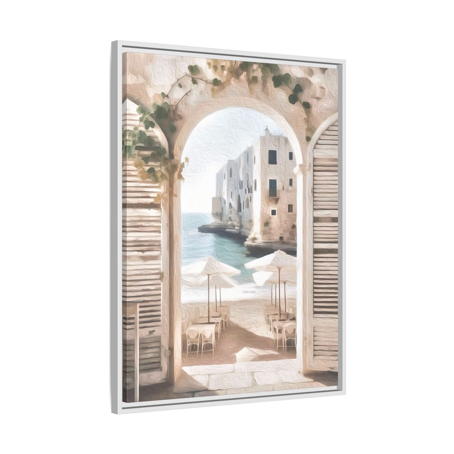 Arch shutters Beach Umbrellas Matte Canvas, Framed (Multi-color)