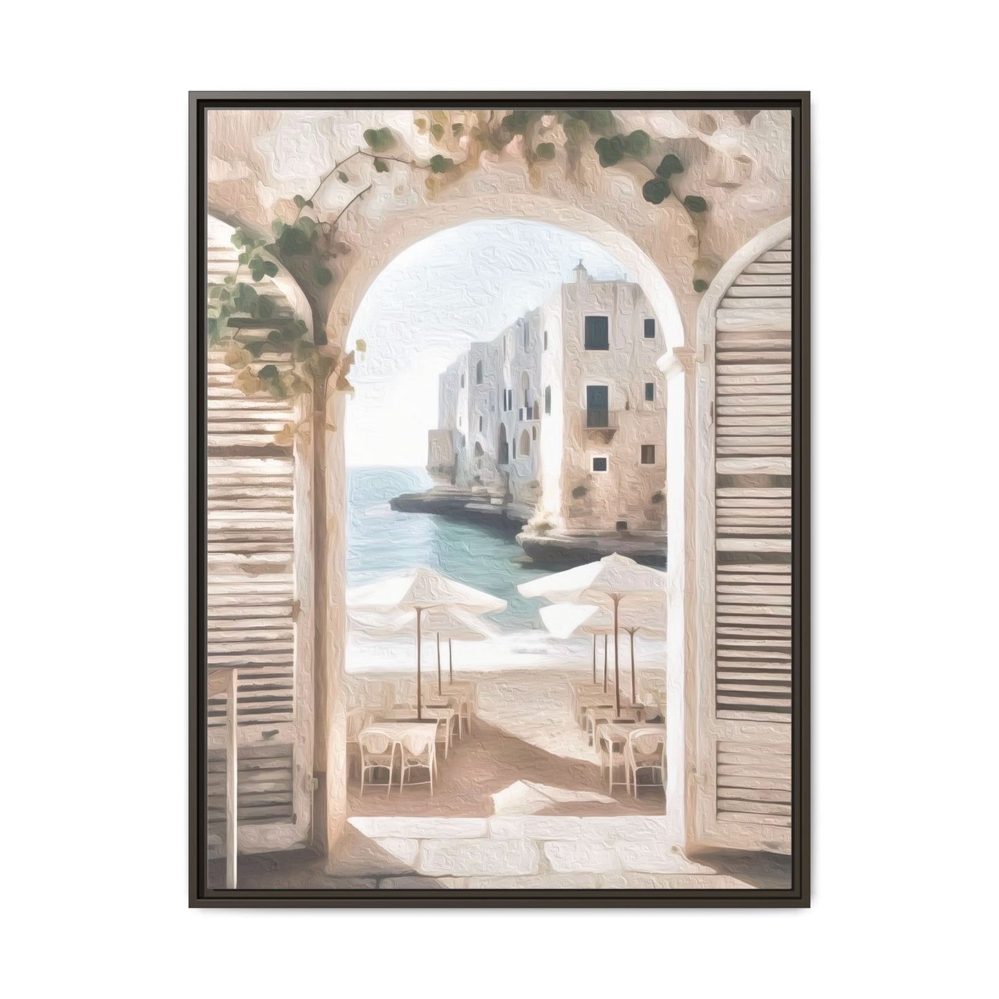 Arch shutters Beach Umbrellas Matte Canvas, Framed (Multi-color)