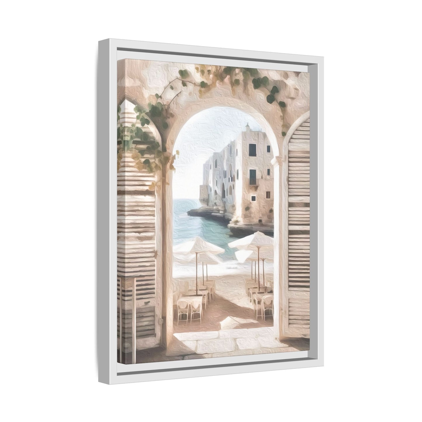 Arch shutters Beach Umbrellas Matte Canvas, Framed (Multi-color)