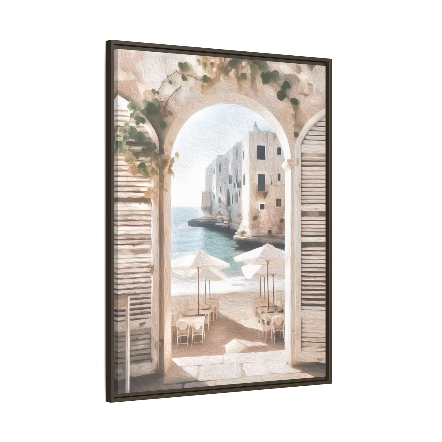 Arch shutters Beach Umbrellas Matte Canvas, Framed (Multi-color)