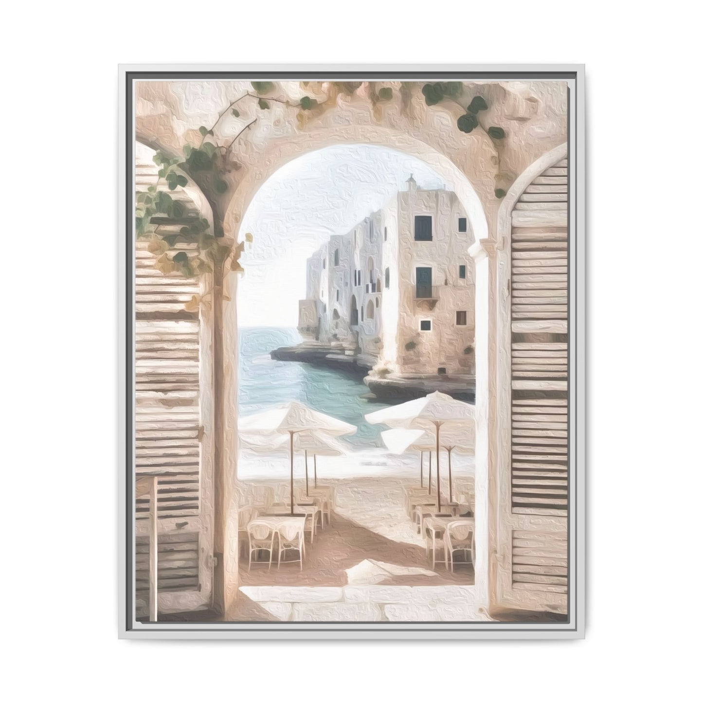Arch shutters Beach Umbrellas Matte Canvas, Framed (Multi-color)