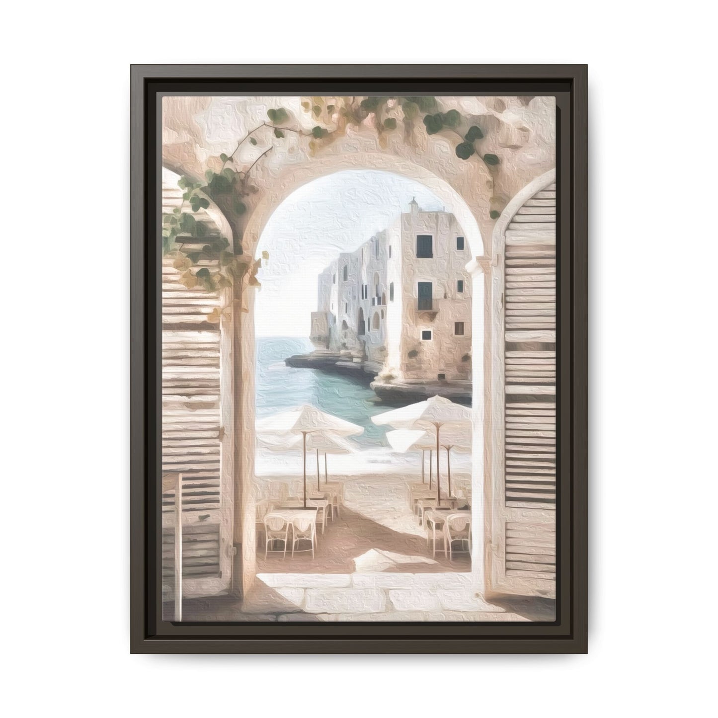 Arch shutters Beach Umbrellas Matte Canvas, Framed (Multi-color)