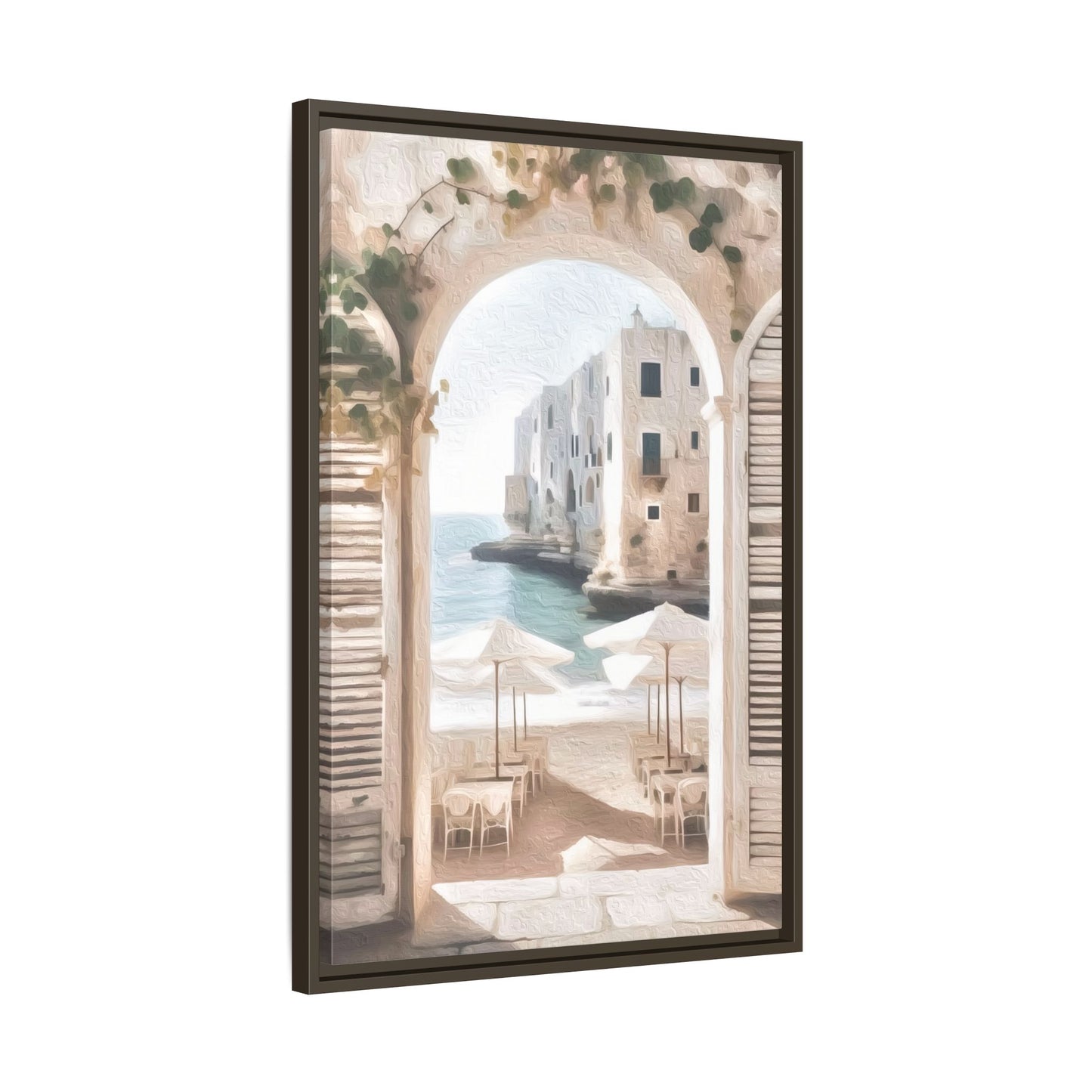 Arch shutters Beach Umbrellas Matte Canvas, Framed (Multi-color)