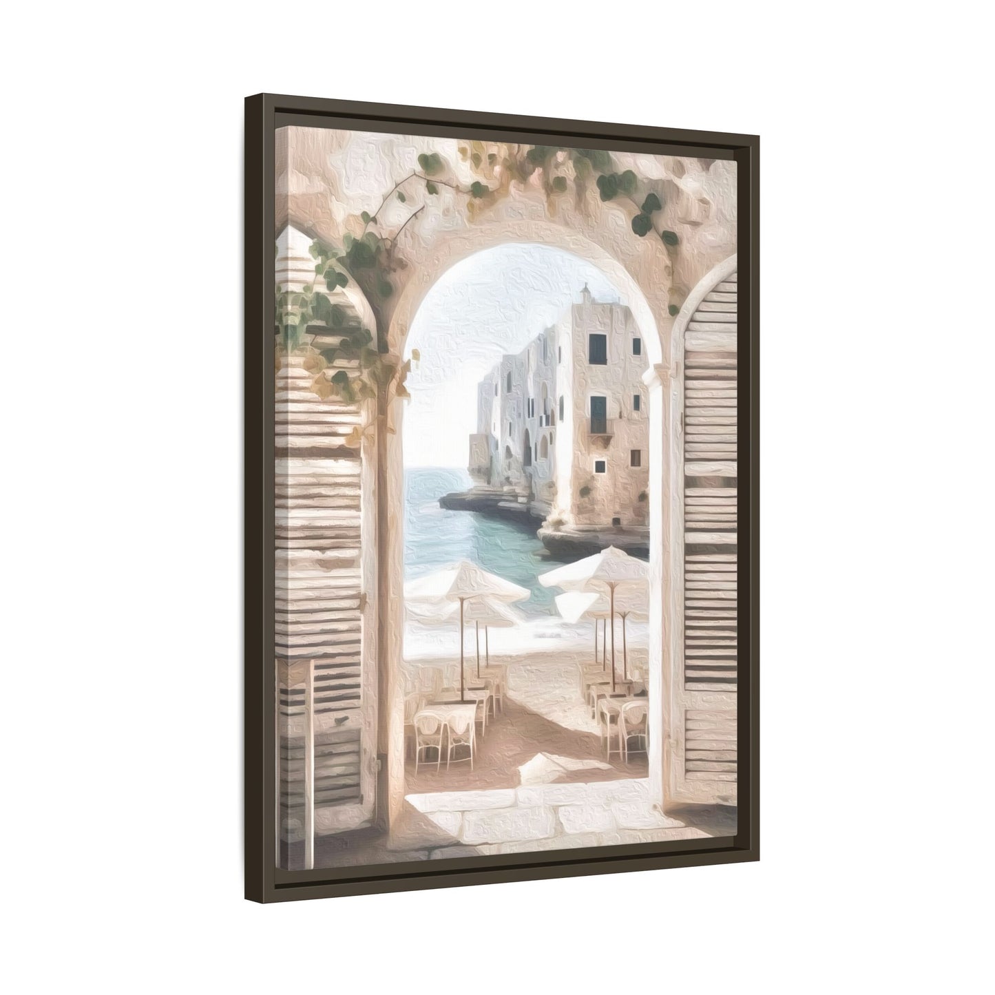 Arch shutters Beach Umbrellas Matte Canvas, Framed (Multi-color)