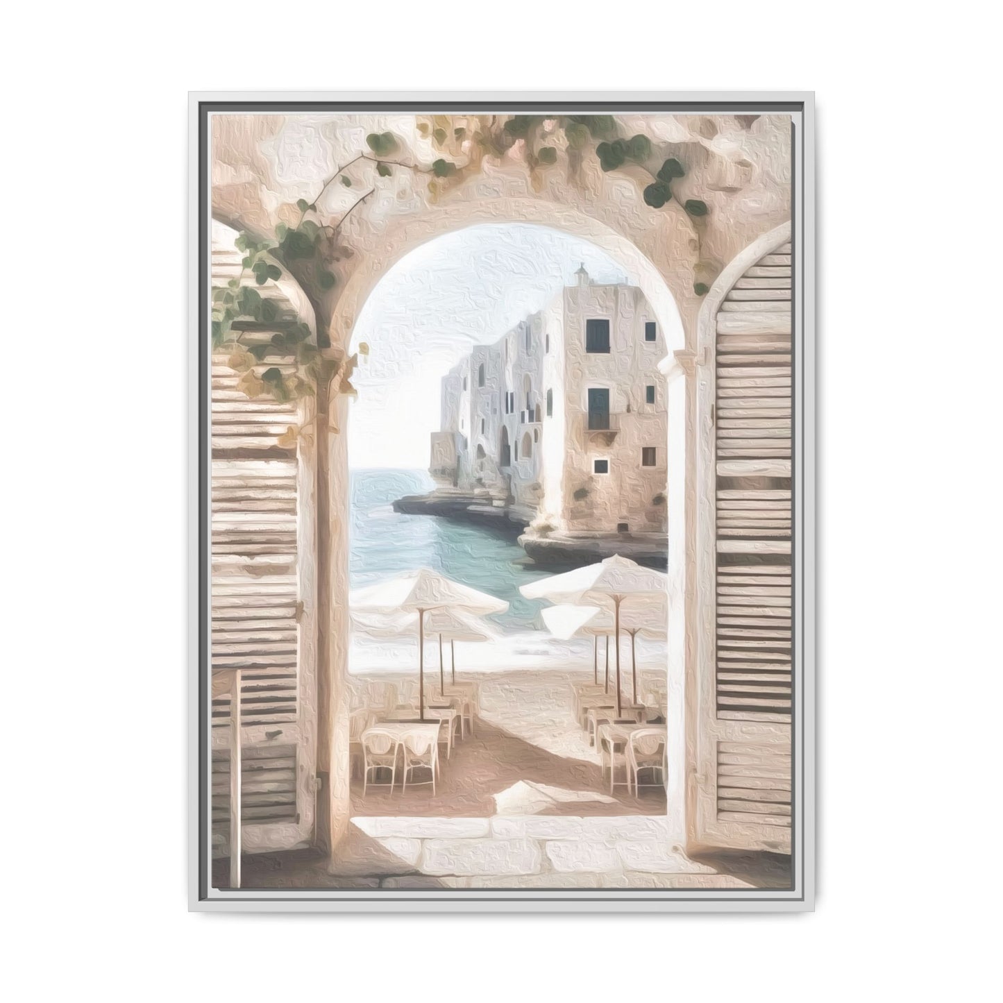 Arch shutters Beach Umbrellas Matte Canvas, Framed (Multi-color)