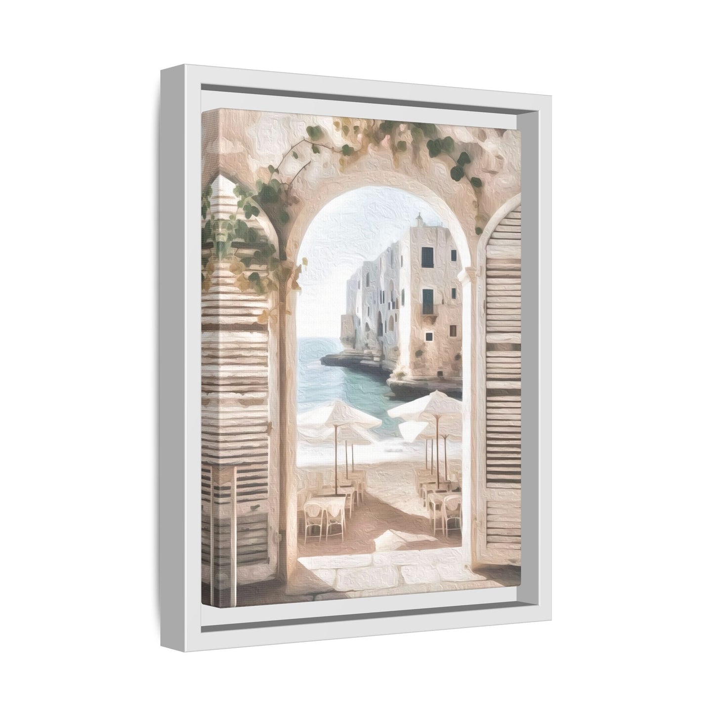 Arch shutters Beach Umbrellas Matte Canvas, Framed (Multi-color)