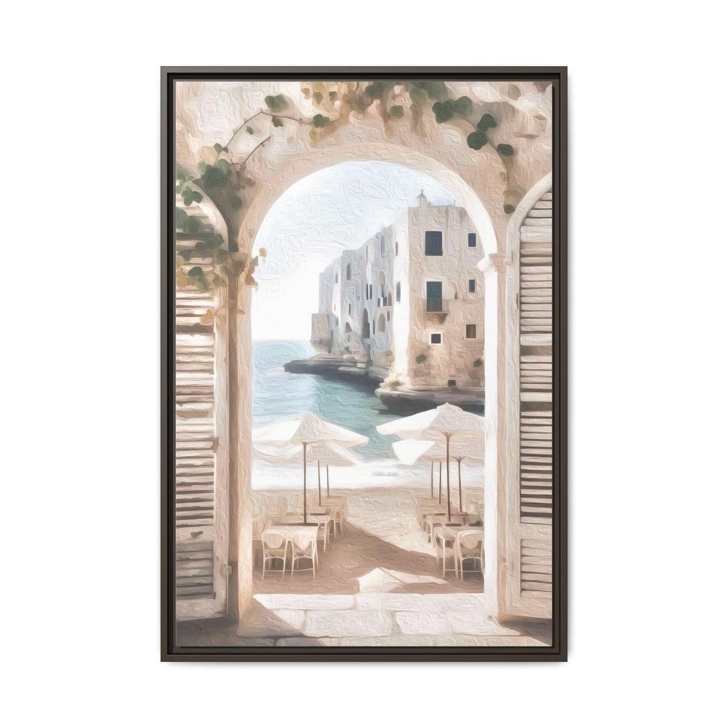 Arch shutters Beach Umbrellas Matte Canvas, Framed (Multi-color)