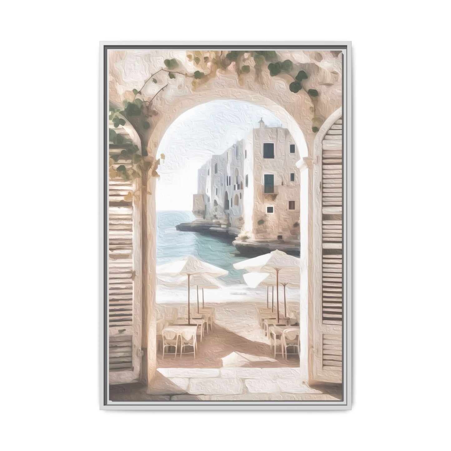 Arch shutters Beach Umbrellas Matte Canvas, Framed (Multi-color)