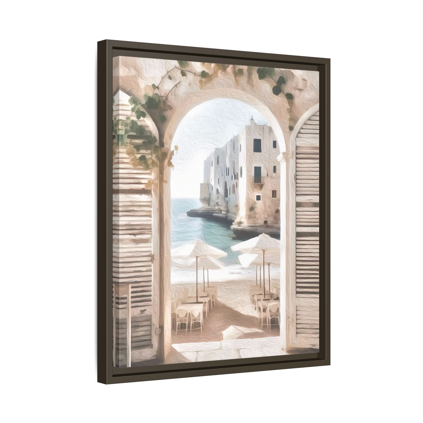 Arch shutters Beach Umbrellas Matte Canvas, Framed (Multi-color)