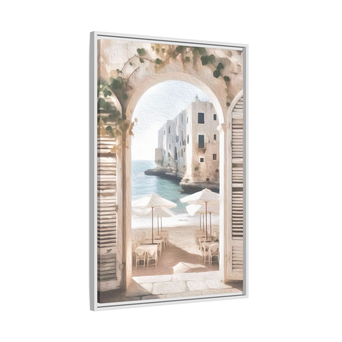 Arch shutters Beach Umbrellas Matte Canvas, Framed (Multi-color)