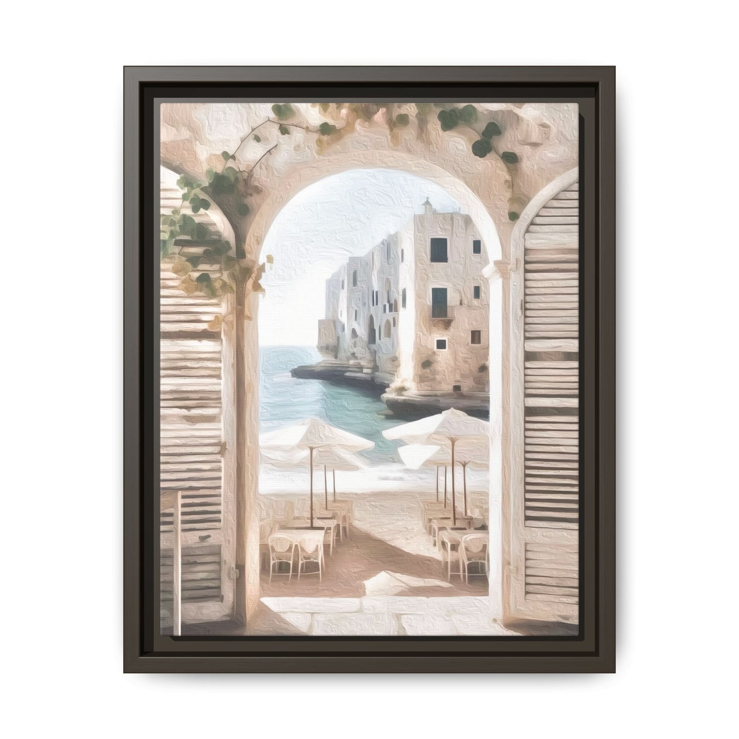 Arch shutters Beach Umbrellas Matte Canvas, Framed (Multi-color)