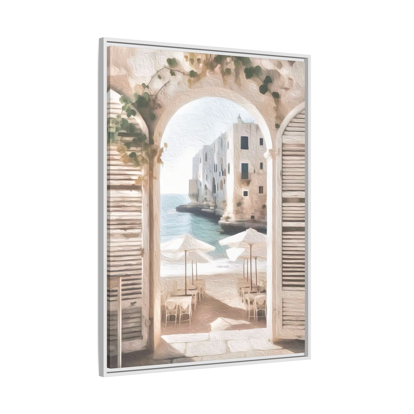 Arch shutters Beach Umbrellas Matte Canvas, Framed (Multi-color)
