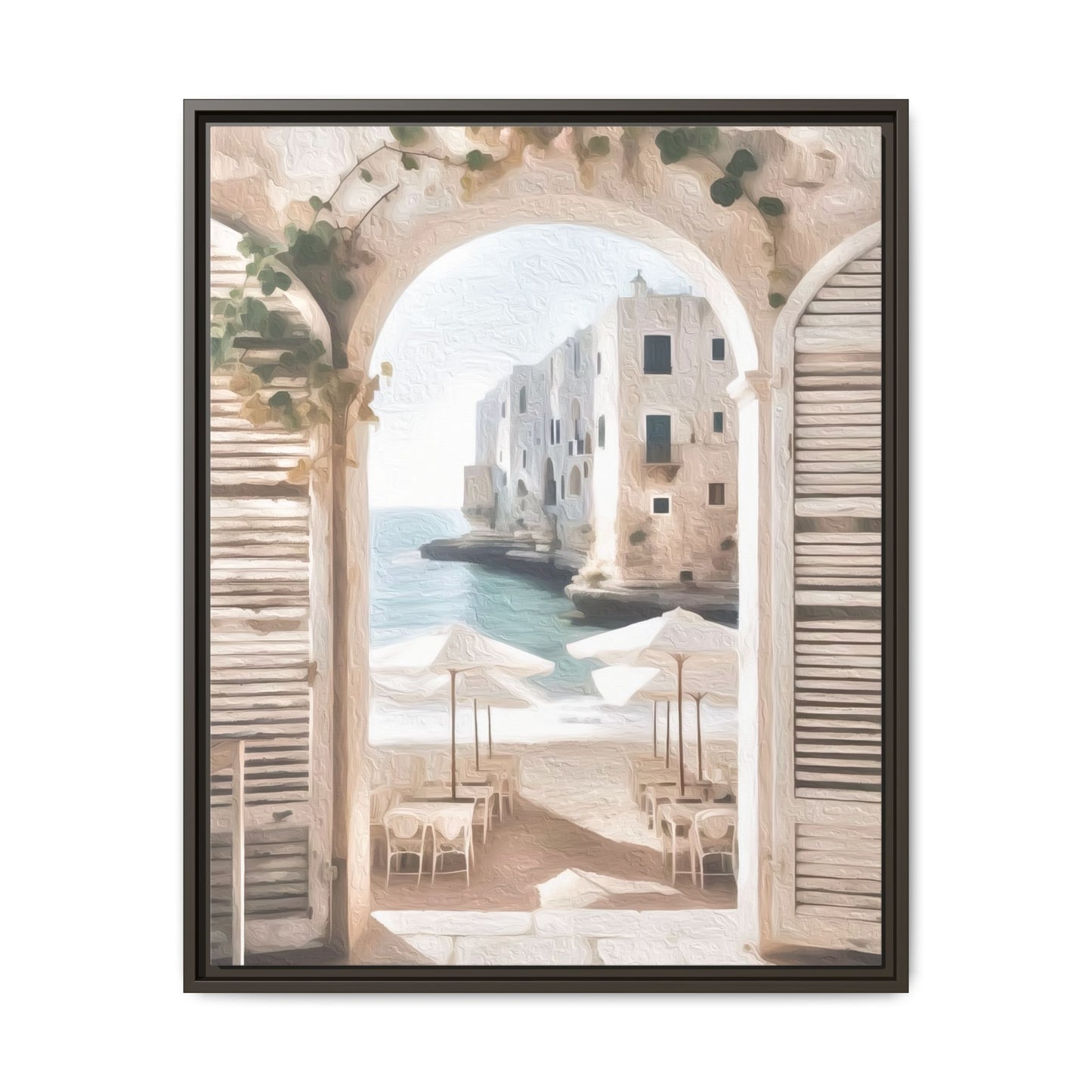 Arch shutters Beach Umbrellas Matte Canvas, Framed (Multi-color)