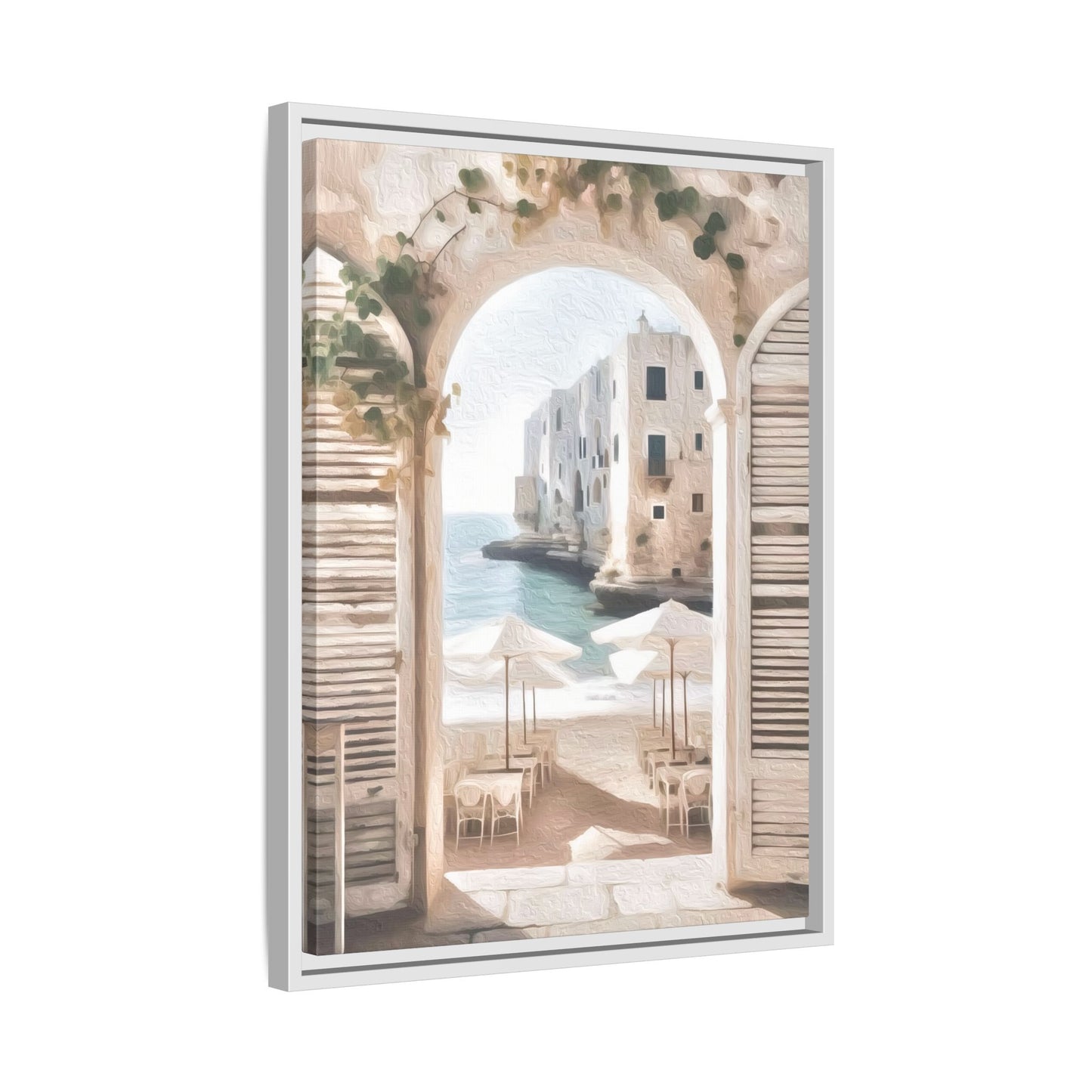 Arch shutters Beach Umbrellas Matte Canvas, Framed (Multi-color)