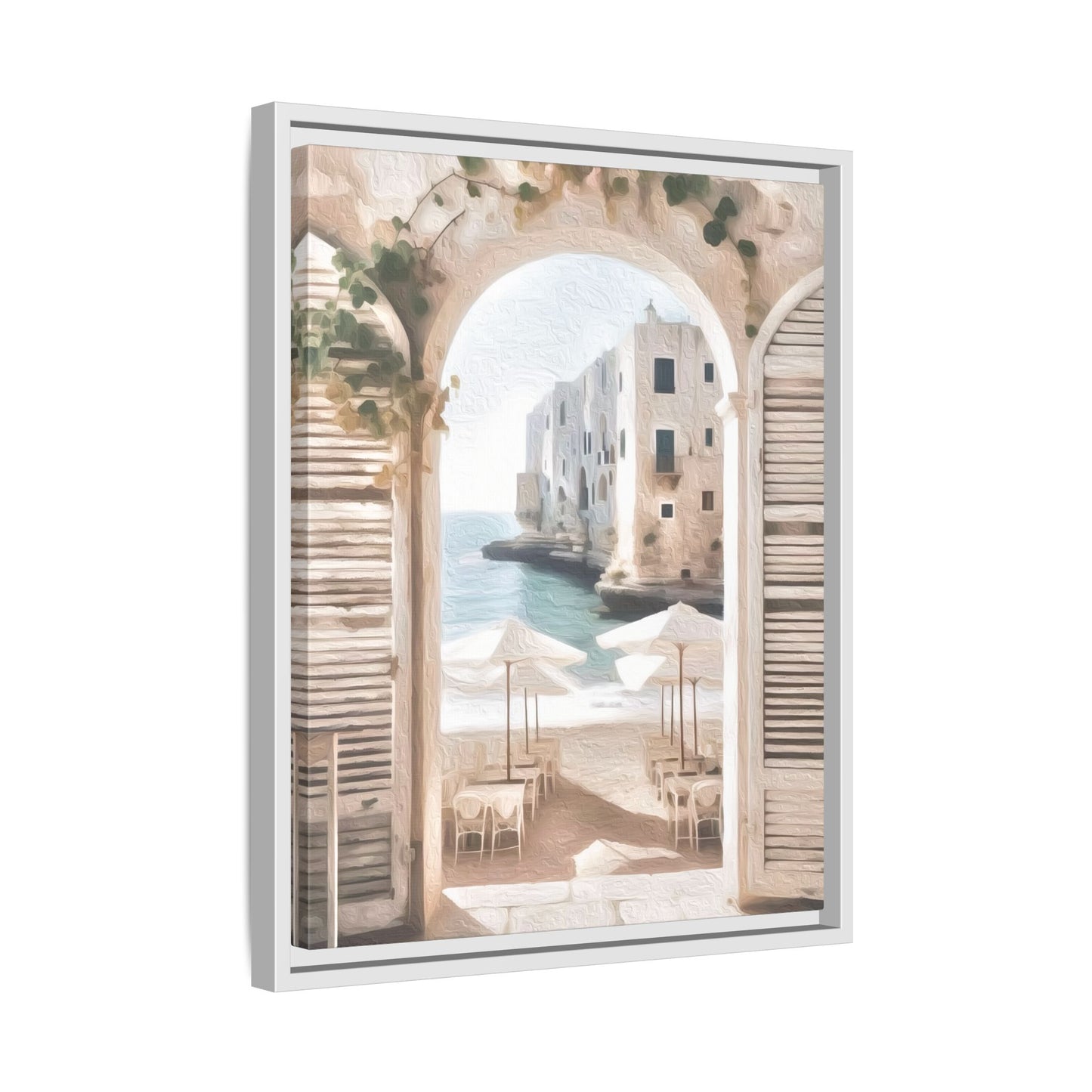 Arch shutters Beach Umbrellas Matte Canvas, Framed (Multi-color)