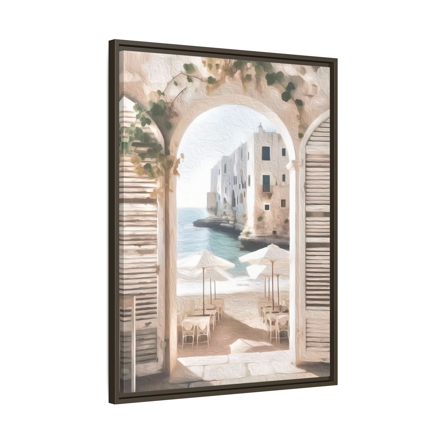 Arch shutters Beach Umbrellas Matte Canvas, Framed (Multi-color)