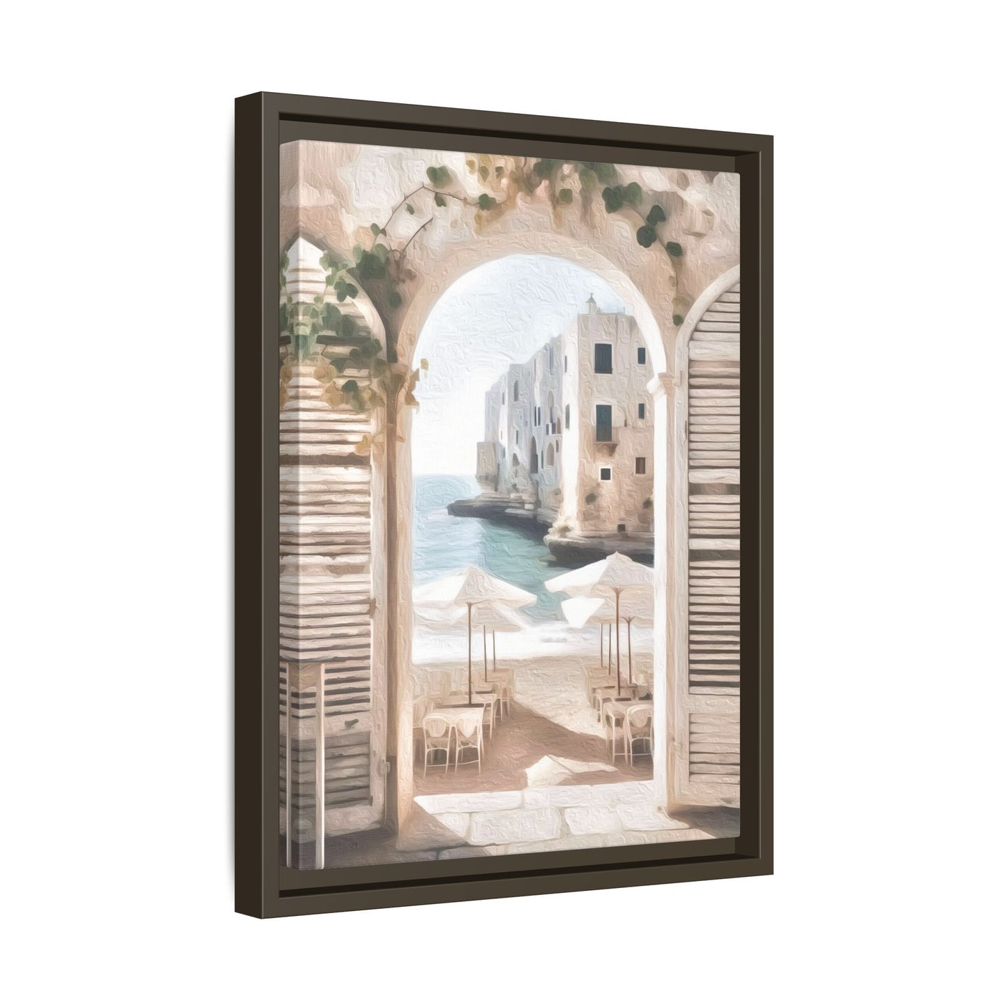Arch shutters Beach Umbrellas Matte Canvas, Framed (Multi-color)