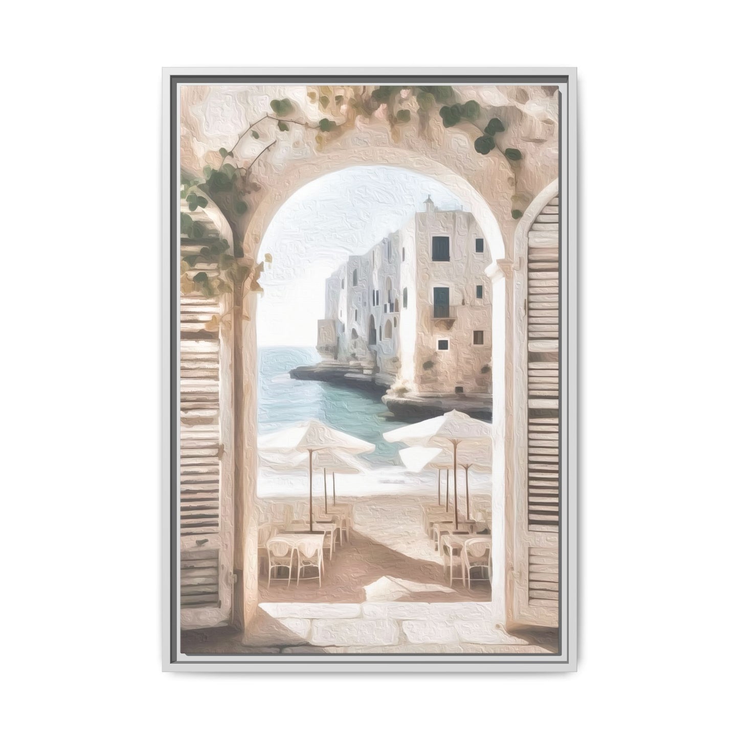 Arch shutters Beach Umbrellas Matte Canvas, Framed (Multi-color)