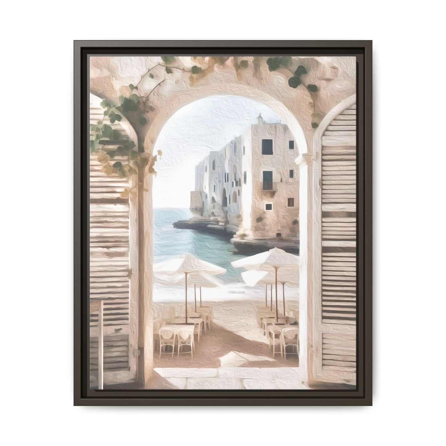 Arch shutters Beach Umbrellas Matte Canvas, Framed (Multi-color)