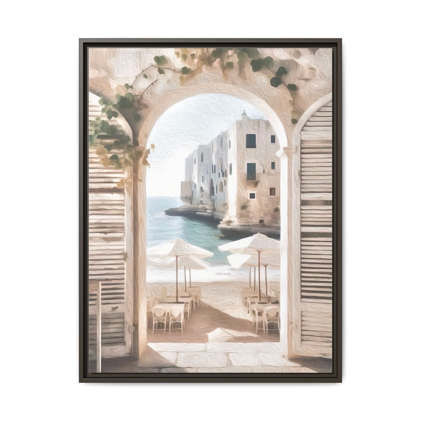 Arch shutters Beach Umbrellas Matte Canvas, Framed (Multi-color)