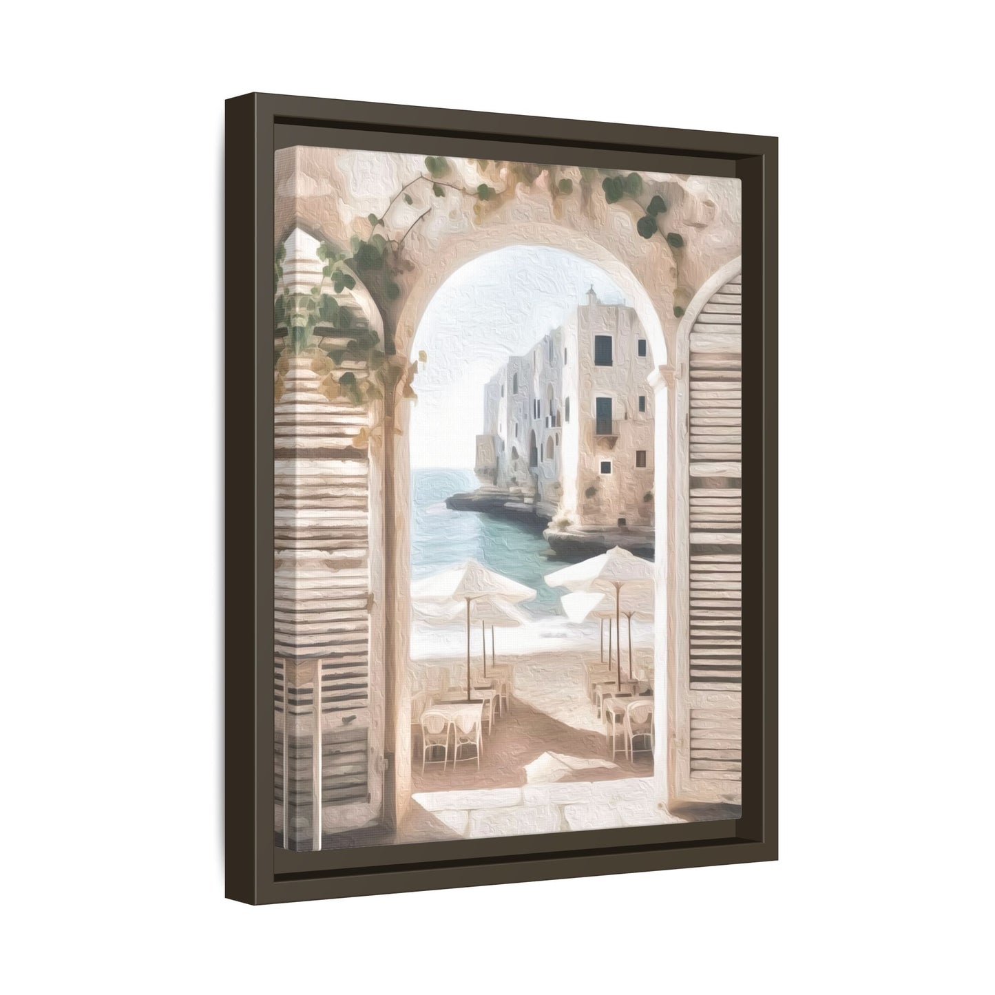 Arch shutters Beach Umbrellas Matte Canvas, Framed (Multi-color)