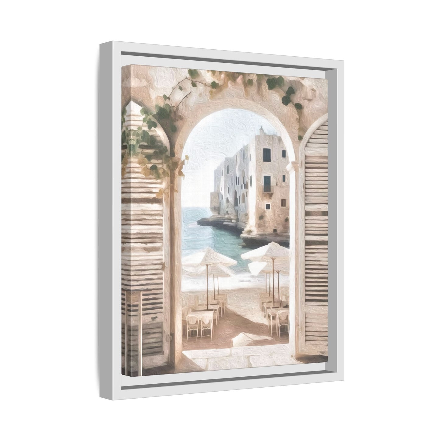 Arch shutters Beach Umbrellas Matte Canvas, Framed (Multi-color)