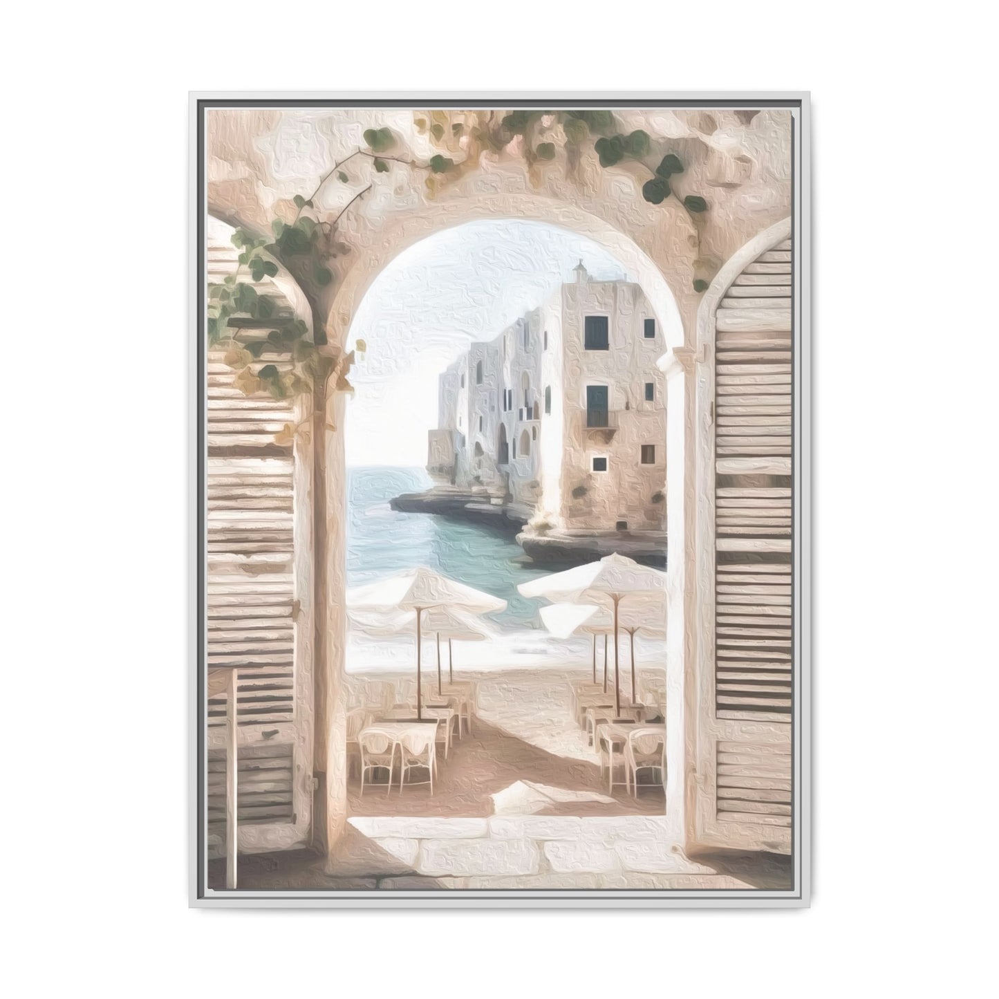 Arch shutters Beach Umbrellas Matte Canvas, Framed (Multi-color)