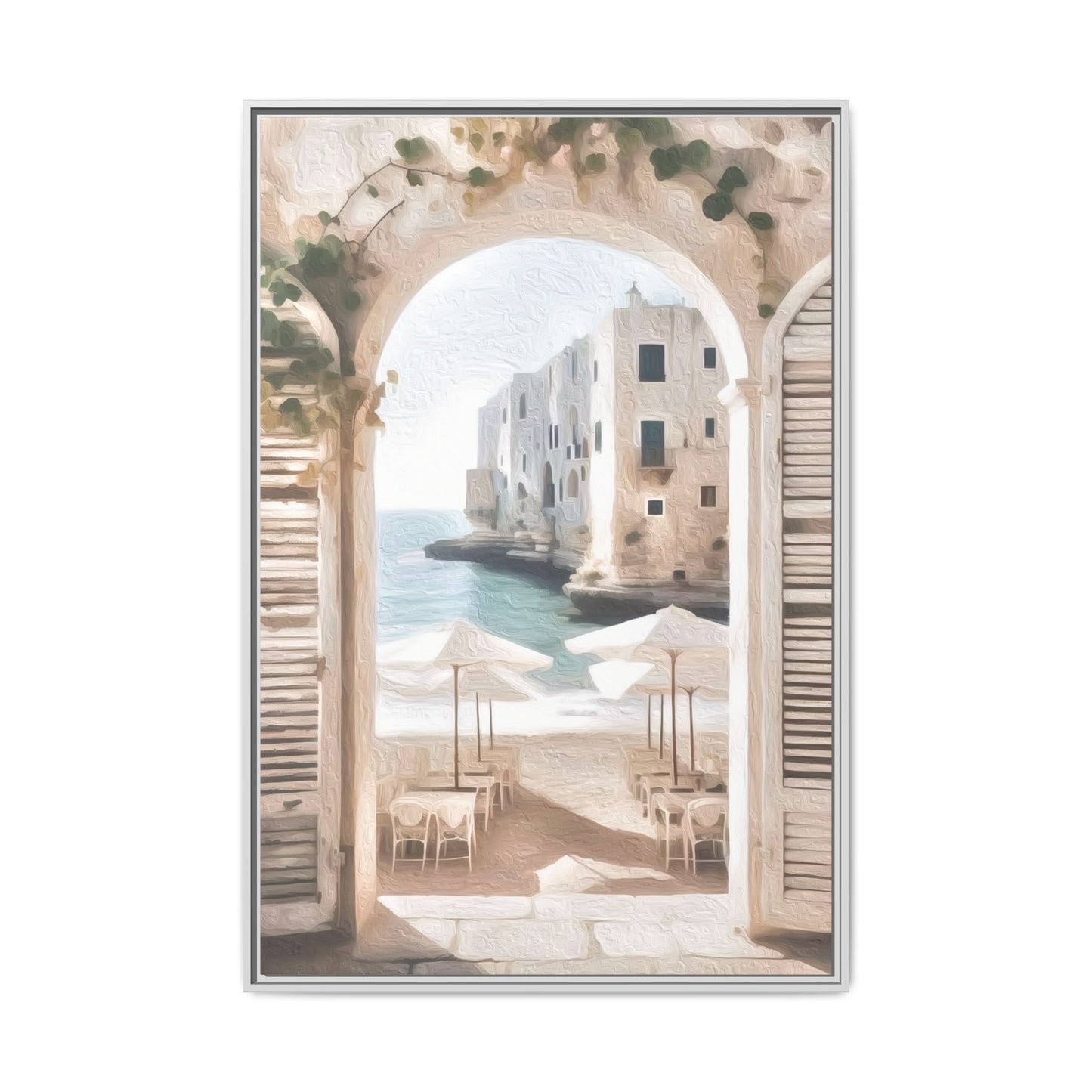 Arch shutters Beach Umbrellas Matte Canvas, Framed (Multi-color)