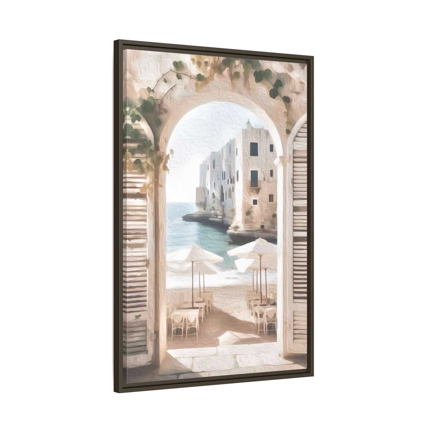 Arch shutters Beach Umbrellas Matte Canvas, Framed (Multi-color)