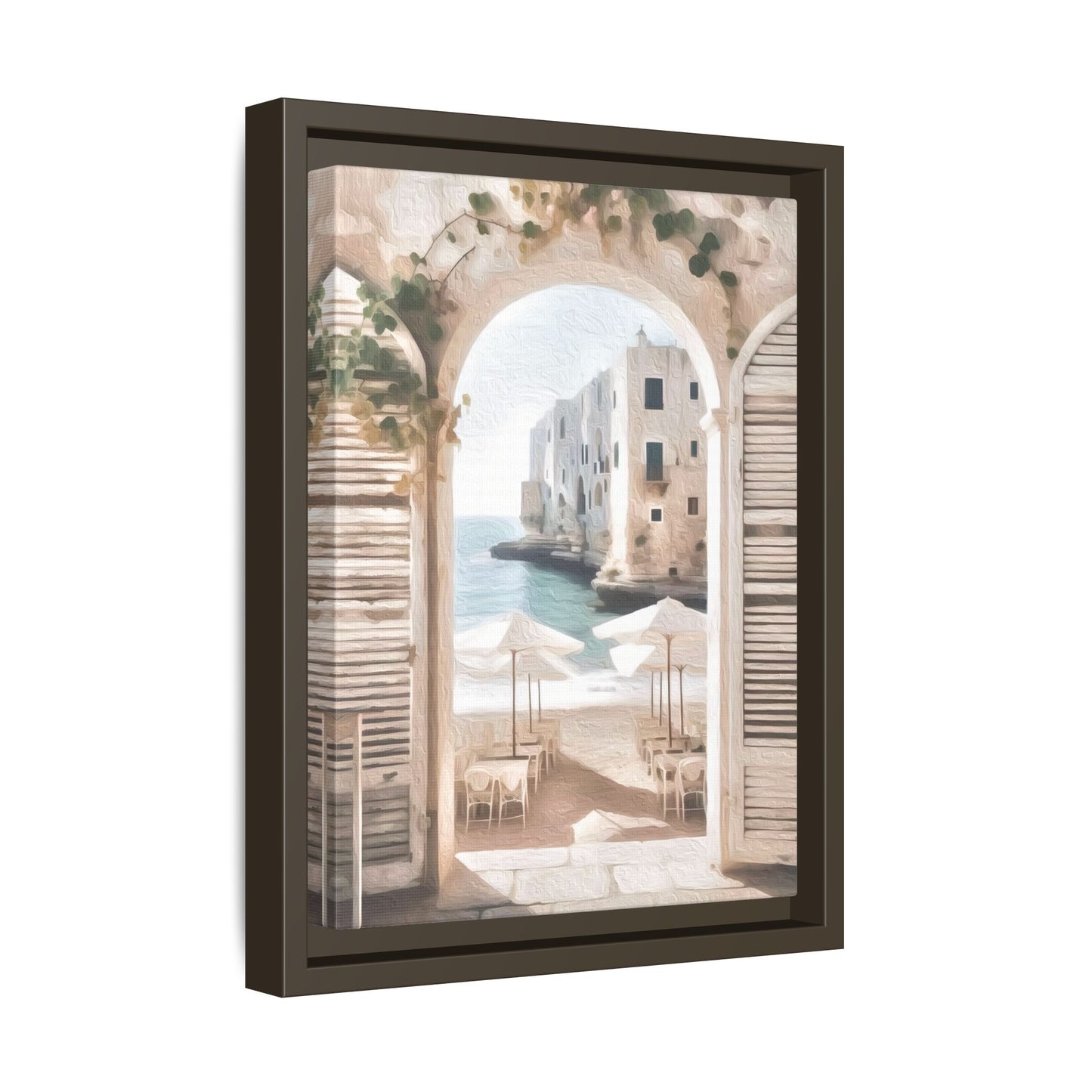 Arch shutters Beach Umbrellas Matte Canvas, Framed (Multi-color)
