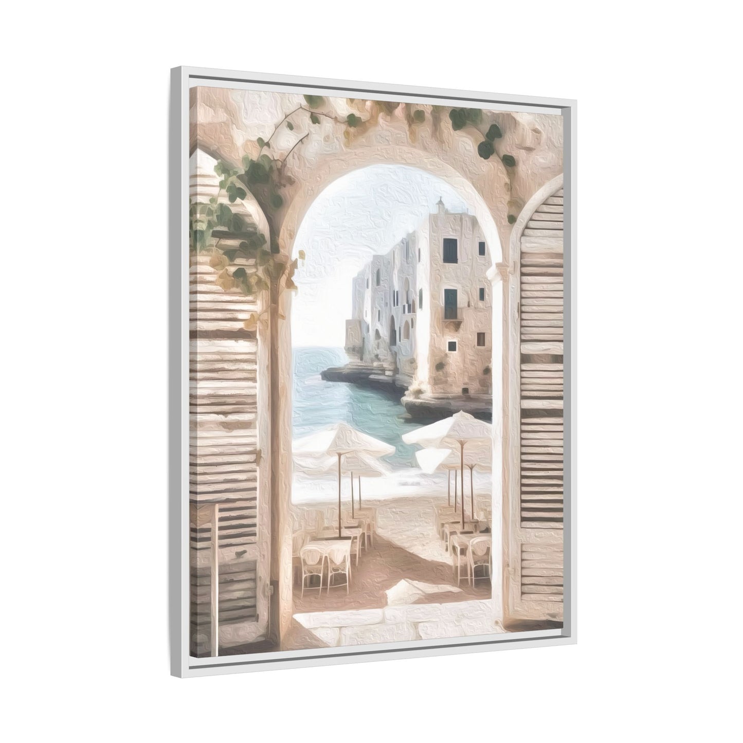 Arch shutters Beach Umbrellas Matte Canvas, Framed (Multi-color)