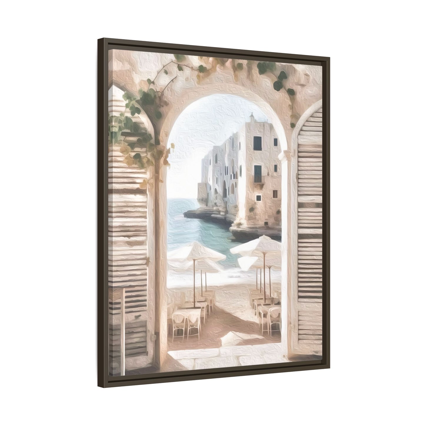 Arch shutters Beach Umbrellas Matte Canvas, Framed (Multi-color)