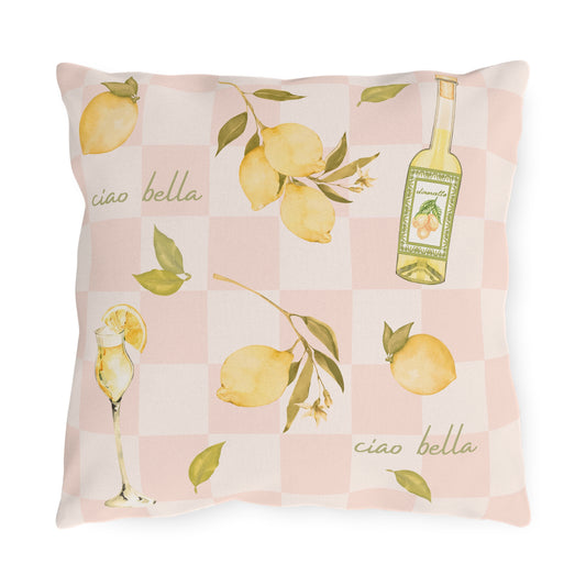 Limoncello and Checks Outdoor Cushion