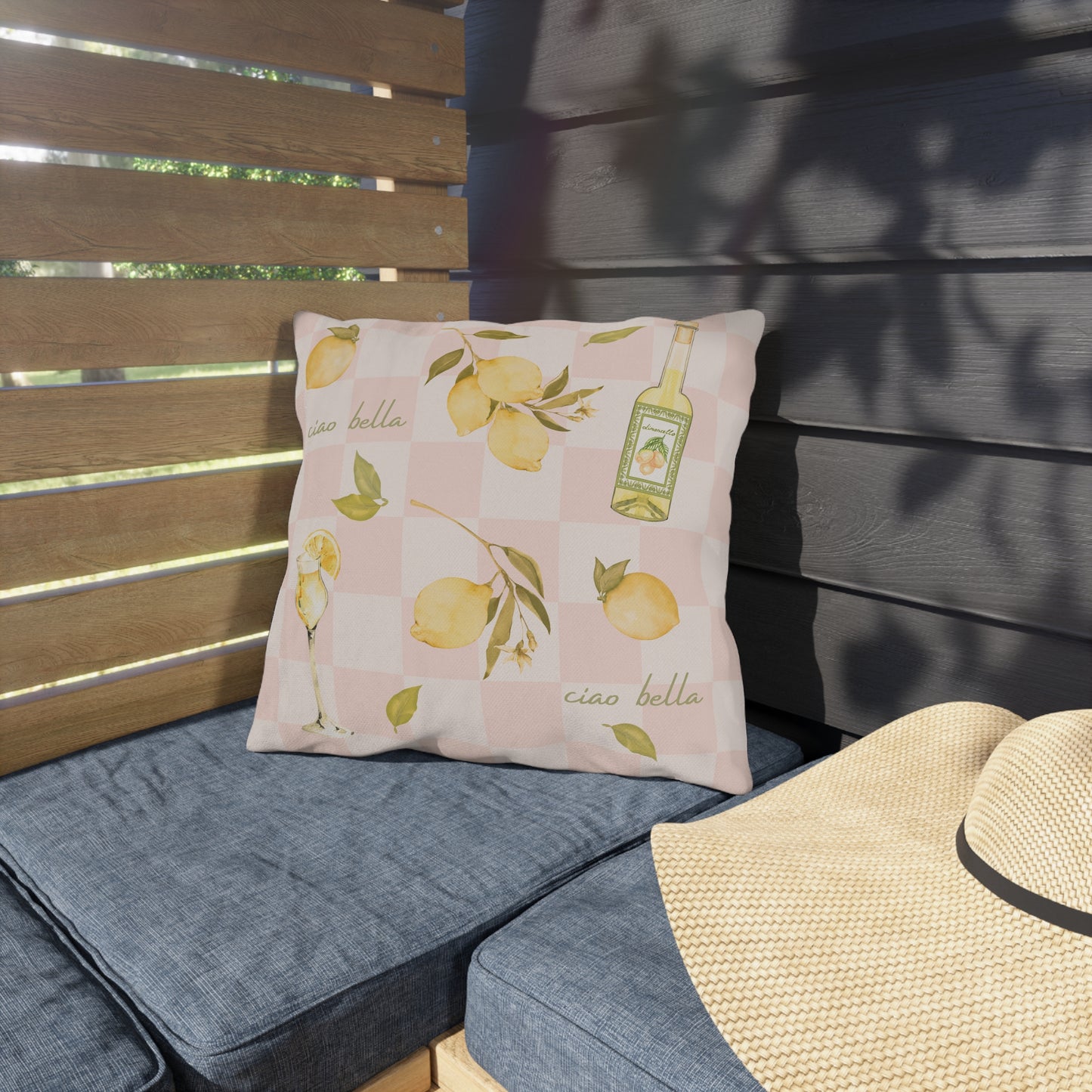 Limoncello and Checks Outdoor Cushion