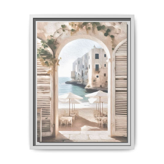 Arch shutters Beach Umbrellas Matte Canvas, Framed (Multi-color)